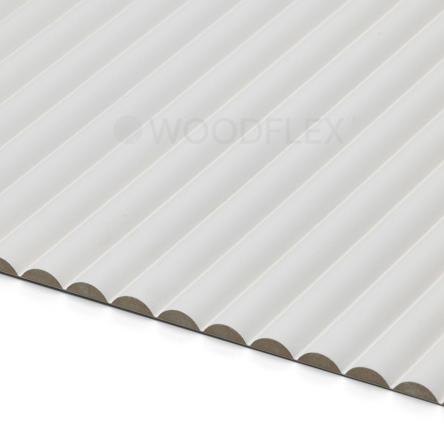 WOODFLEX WHITE PRIMED FLEXIBLE UNDERBENCH - HALF ROUND 27 - 900mm X 600mm