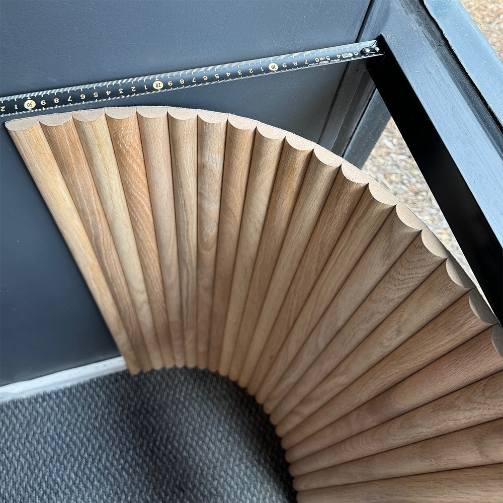 WOODFLEX Flexible Wooden Slat Under Bench Counter Panel - Oak Veneer - 900mm x 600mm - Half Round
