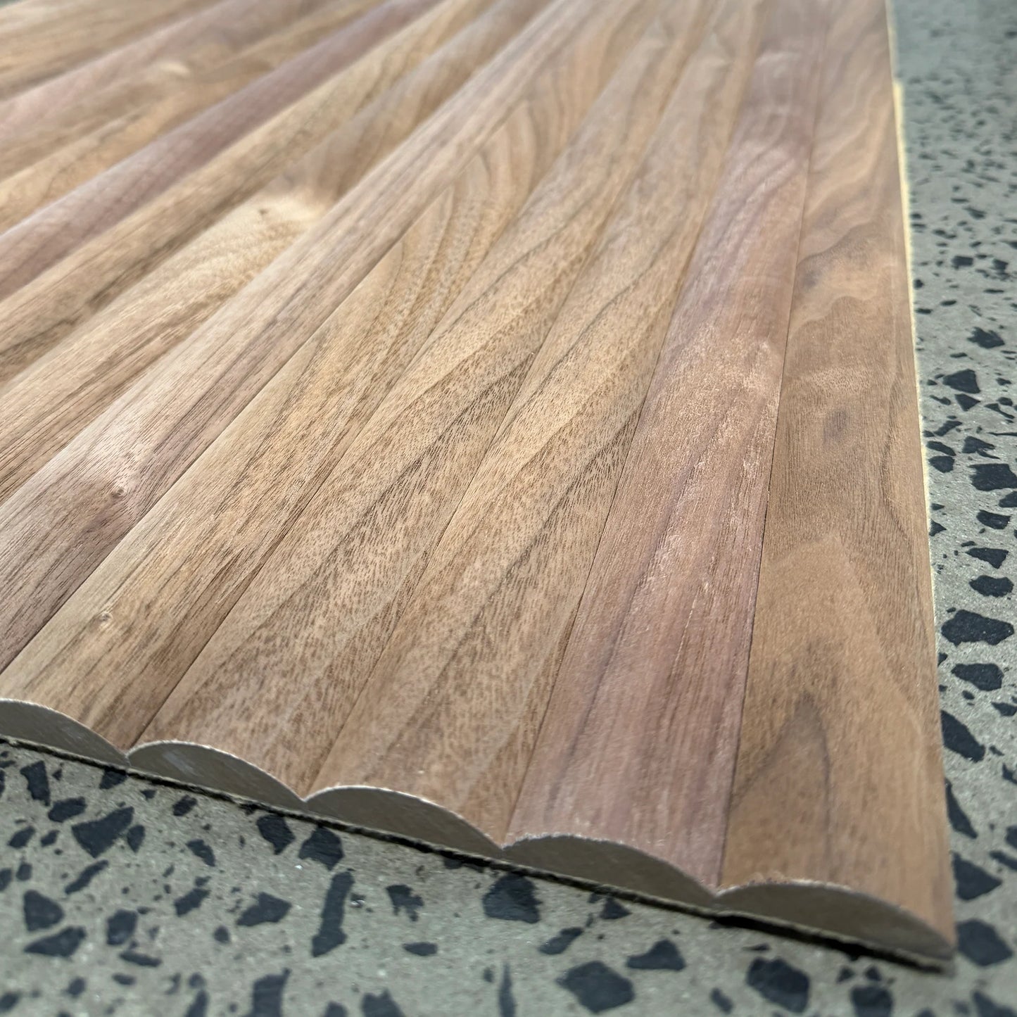 WOODFLEX Flexible Wooden Slat Wall Panel - Walnut Veneer - 2700mm x 600mm - Half Round 37mm