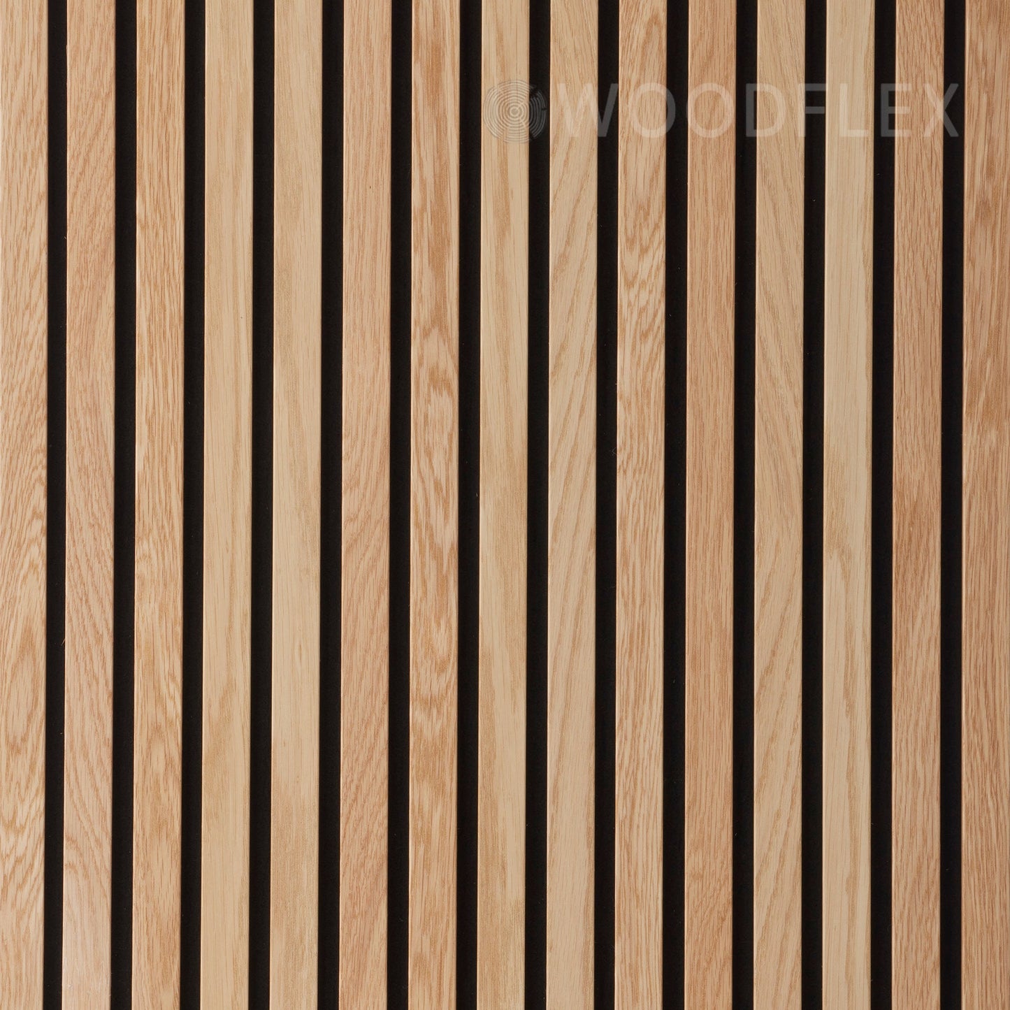 WOODFLEX Flexible Acoustic Wood Slat Panel - 3 Sided Full Wrap Oak Veneer on Black - 2700mm x 600mm