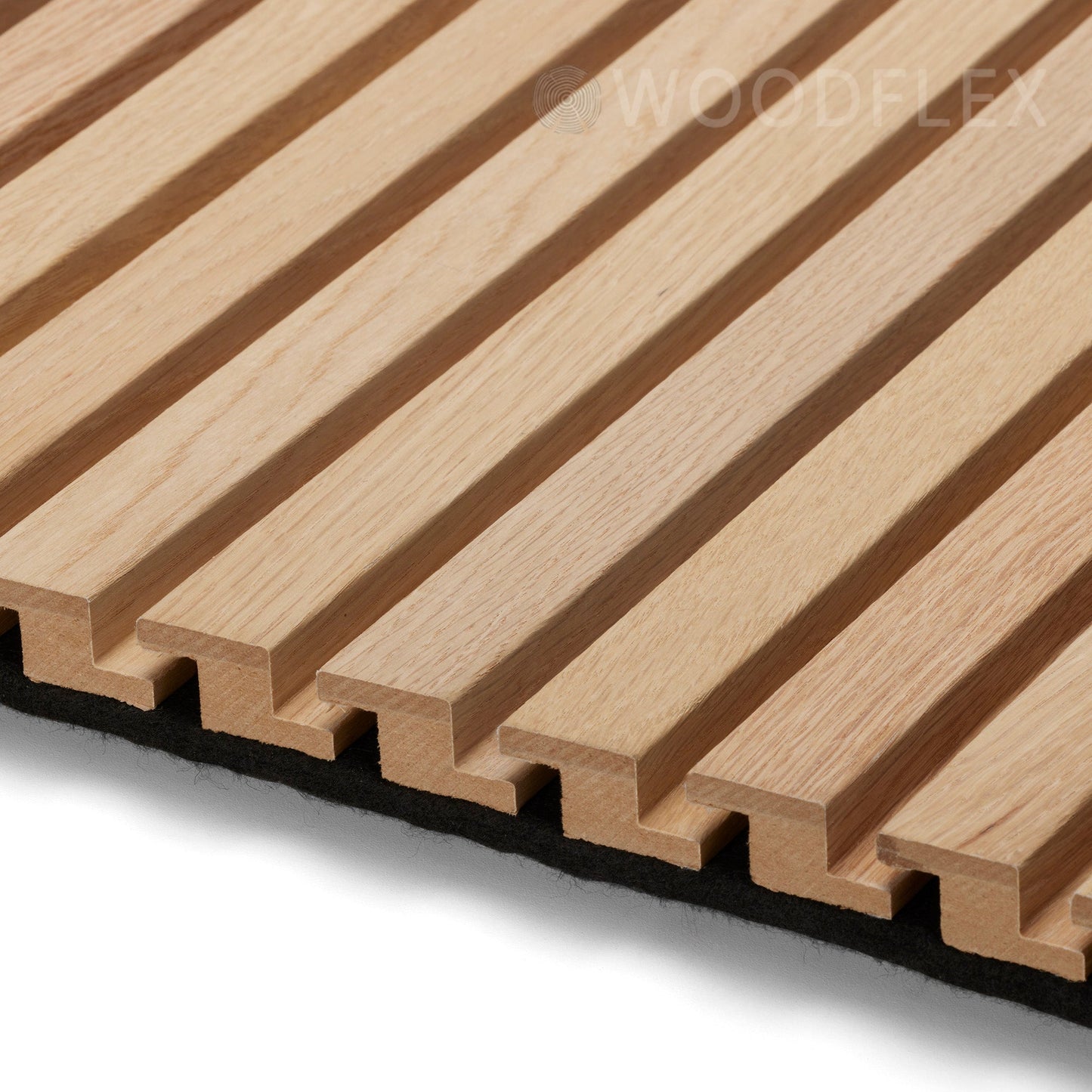 WOODFLEX Z-Style Acoustic Wood Slat Panel - 3 Sided Full Wrap Oak Veneer - 2700mm x 600mm