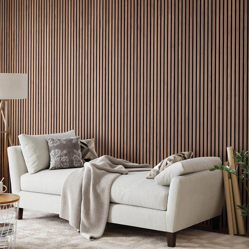 WOODFLEX Flexible Acoustic Wood Slat Wall Panel, Walnut Veneer - 2700mm x 600mm