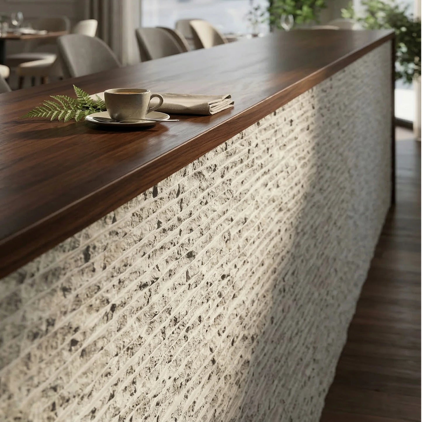 WOODFLEX FLEXIBLE SOFT STONE PANEL - ROUGH LINE White - 2700 x 600mm