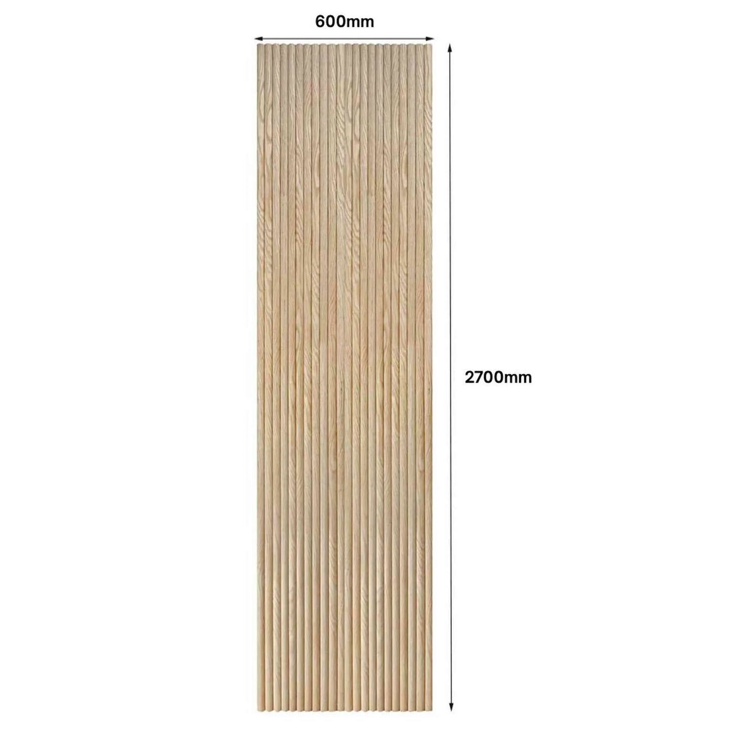 WOODFLEX Flexible Wooden Slat Wall Panel - Oak Veneer - 2700mm x 600mm - Half Round