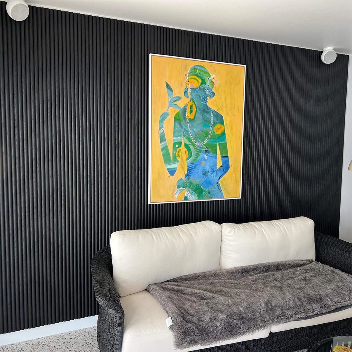 WOODFLEX Flexible Wooden Slat Wall Panel - Black - 2700mm x 600mm - Half Round 27mm