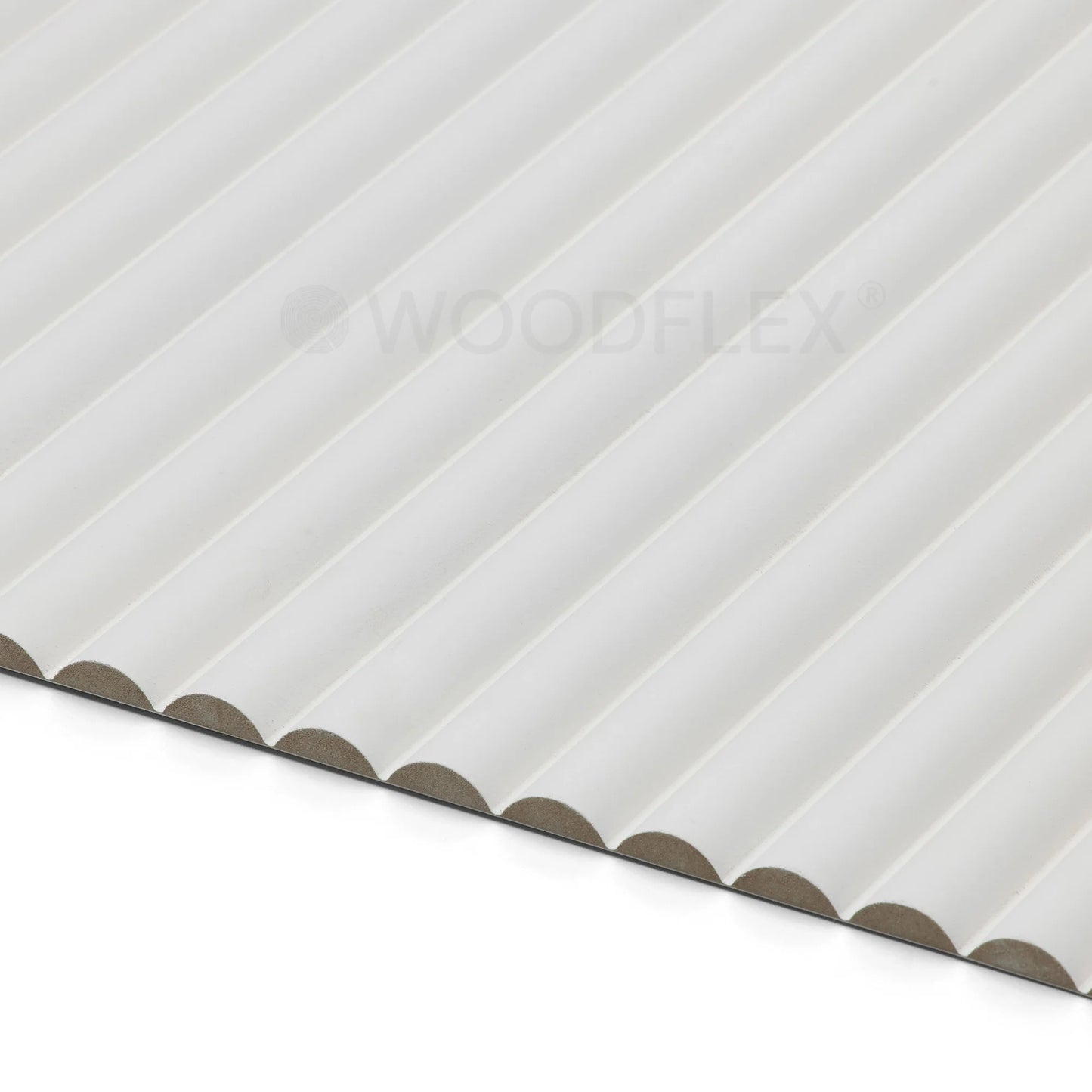 WOODFLEX WHITE PRIMED FLEXIBLE UNDER BENCH - HALF ROUND 27 - 900mm X 600mm