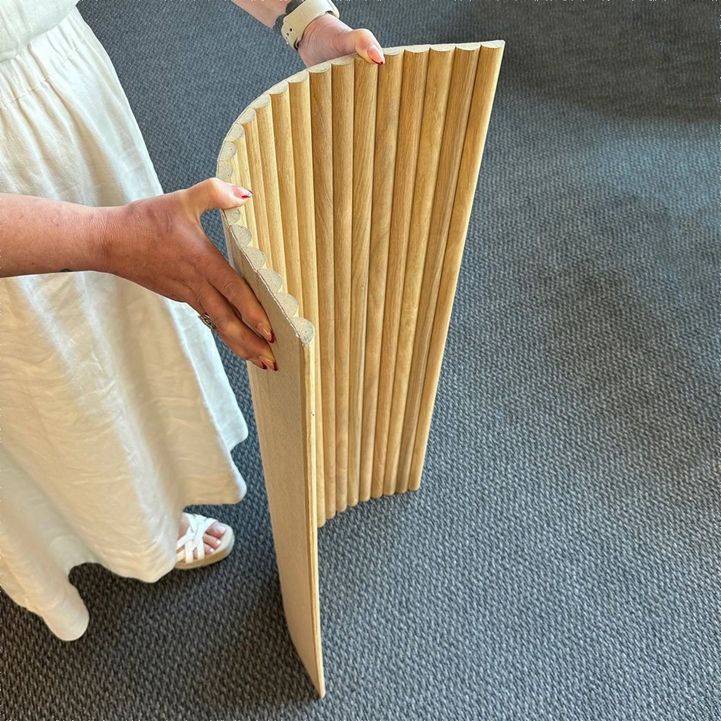 WOODFLEX Flexible Wooden Slat Under Bench Counter Panel - Oak Veneer - 900mm x 600mm - Half Round