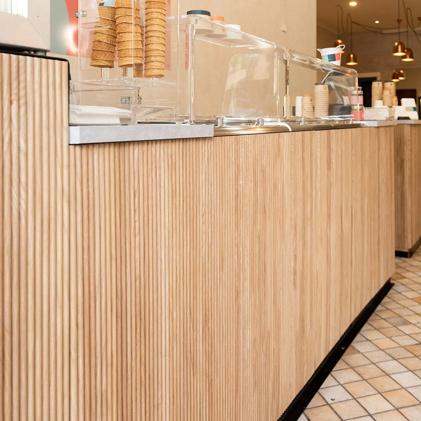 WOODFLEX Flexible Wooden Slat Wall Panel - Oak Veneer - 3000mm x 600mm - Half Round