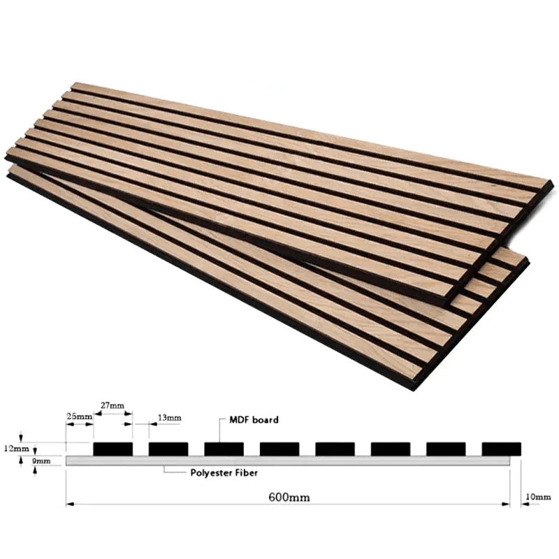 WOODFLEX Flexible Acoustic Wood Slat Wall Panel, Walnut Veneer - 2700mm x 600mm