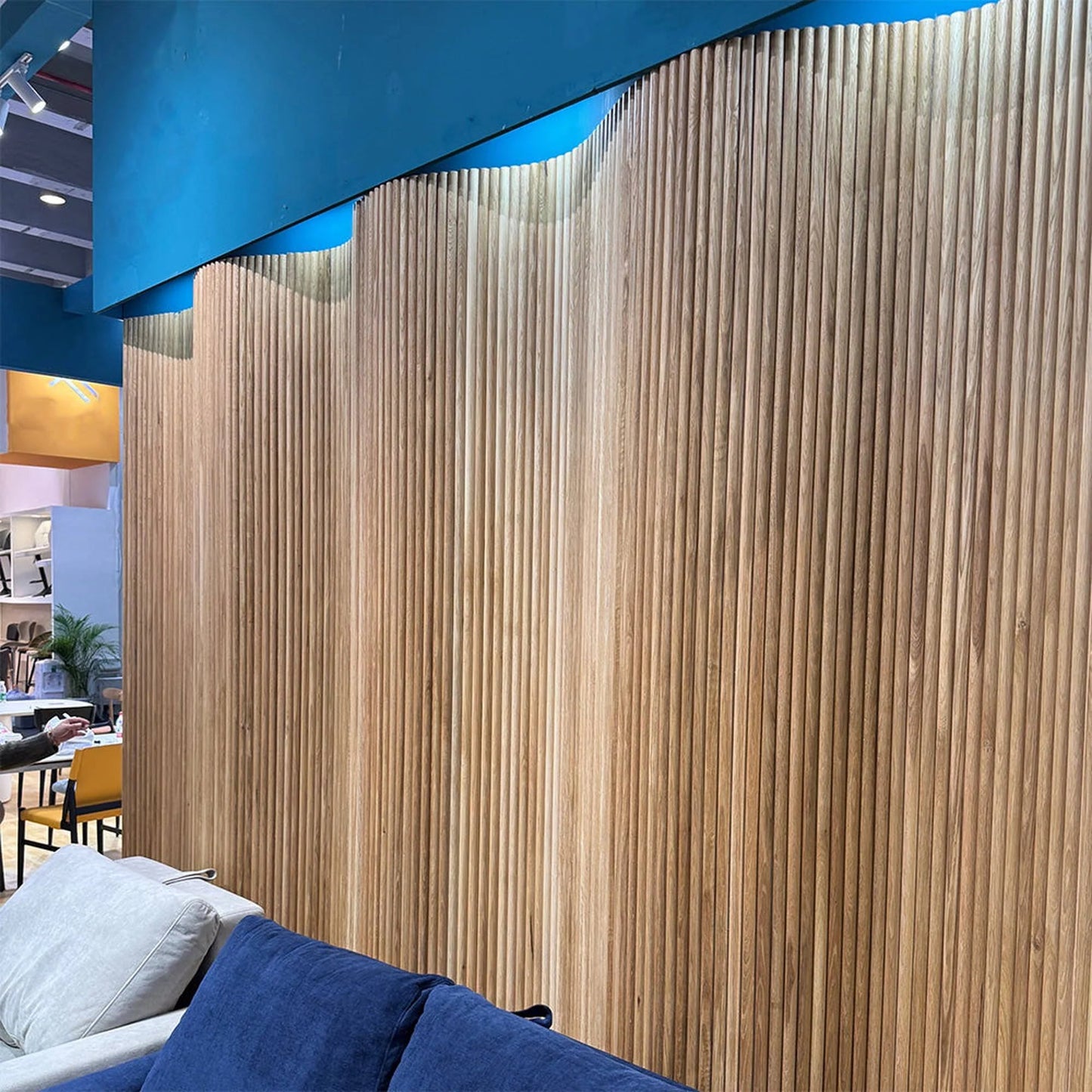 WOODFLEX Flexible Solid Paulownia Wood Slat Wall Panel -  2700mm x 600mm - Half Round