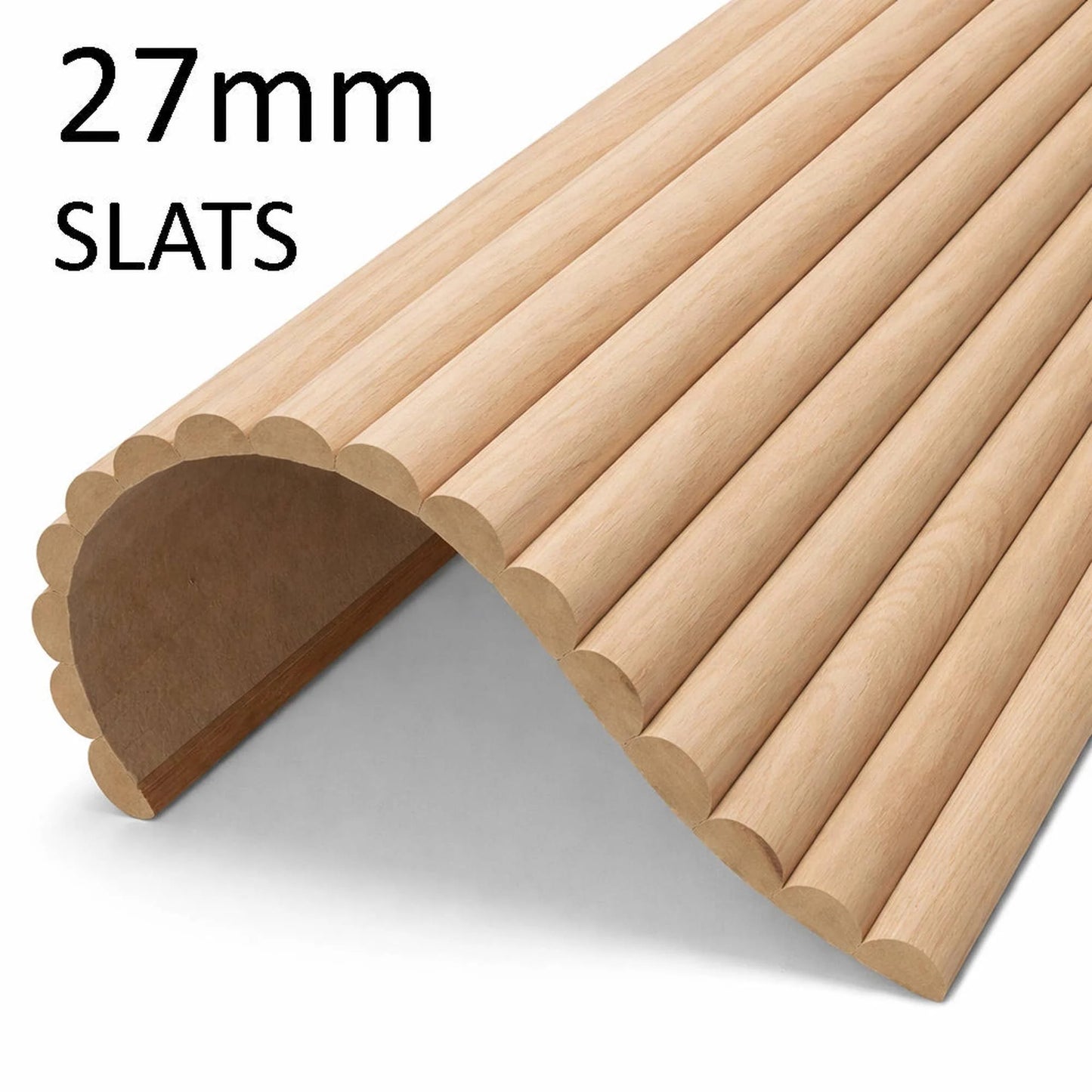 WOODFLEX Flexible Wooden Slat Under Bench Counter Panel - Oak Veneer - 900mm x 600mm - Half Round