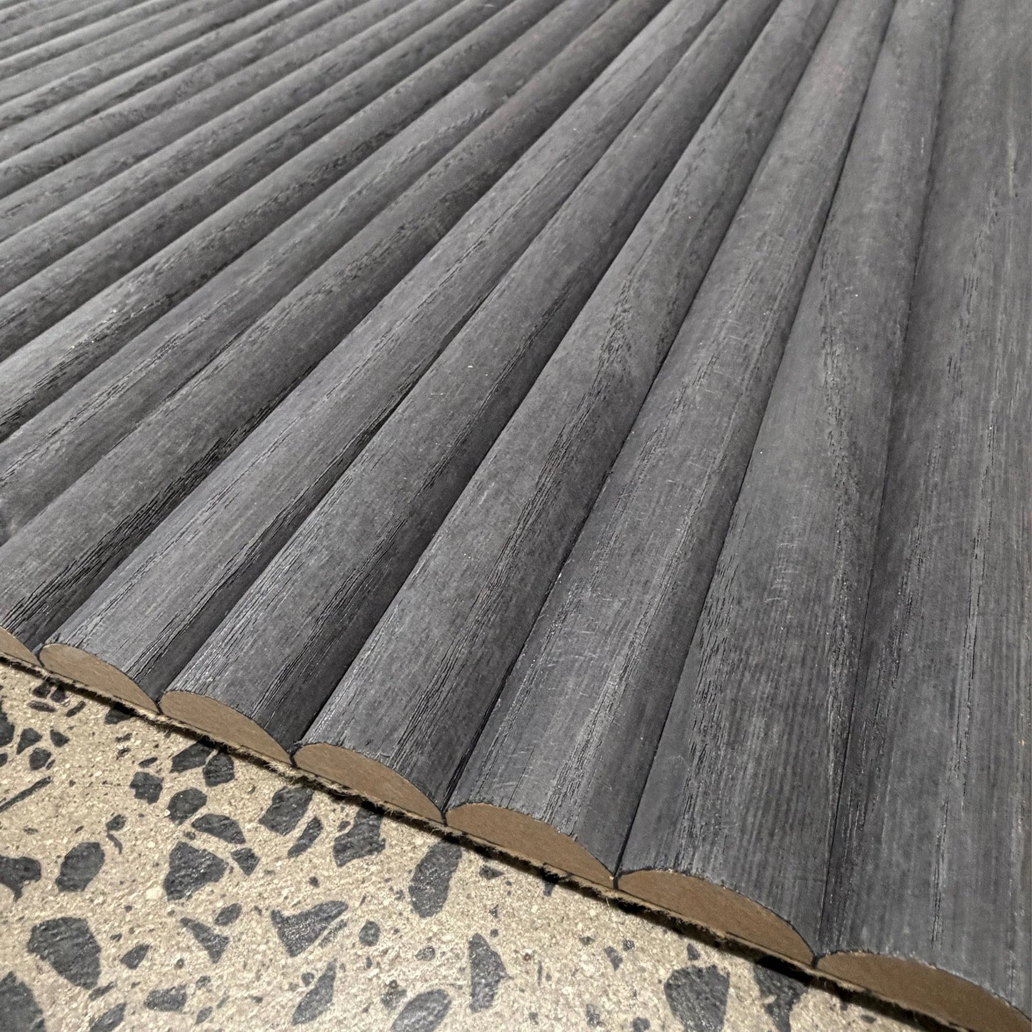 WOODFLEX Flexible Wooden Slat Wall Panel - Black - 2700mm x 600mm - Half Round 27mm