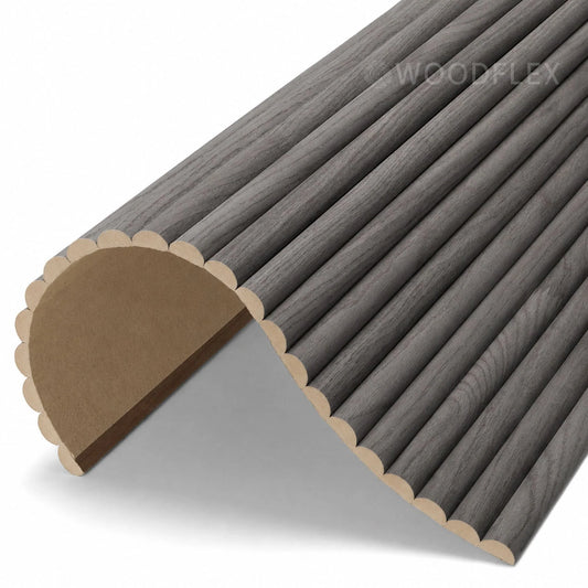 WOODFLEX Flexible Wooden Slat Wall Panel - Black - 2700mm x 600mm - Half Round 27mm