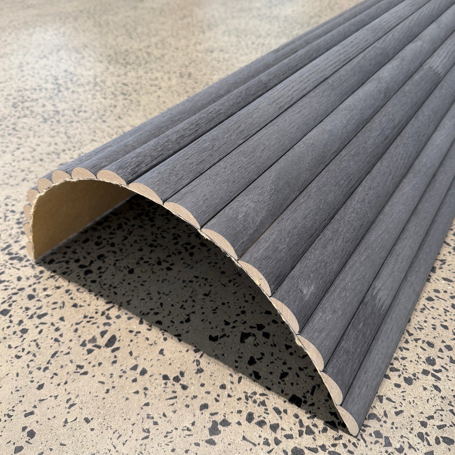 WOODFLEX Flexible Wooden Slat Wall Panel - Black Oak - 2700mm x 600mm - Half Round 37mm