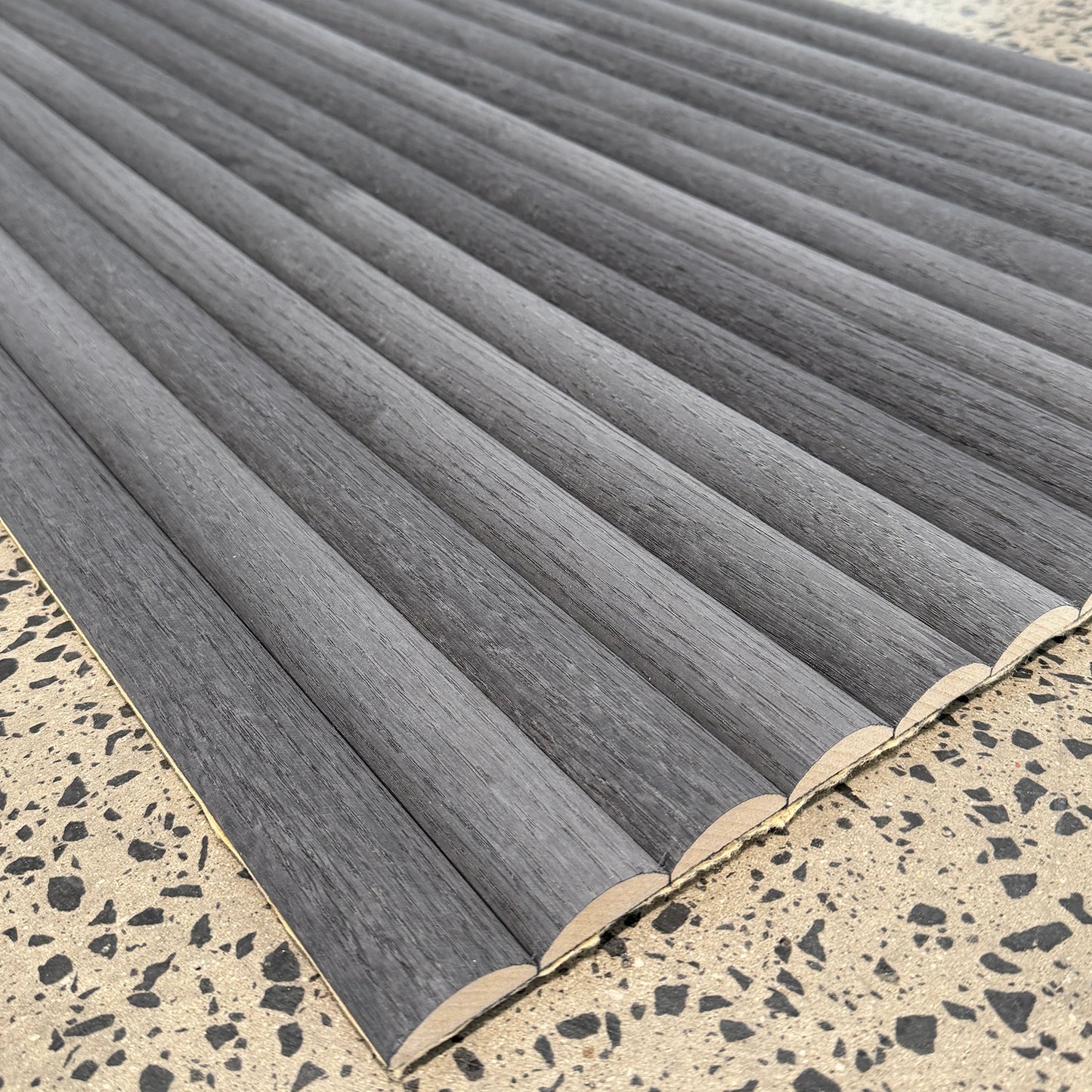 WOODFLEX Flexible Wooden Slat Wall Panel - Black Oak - 2700mm x 600mm - Half Round 37mm