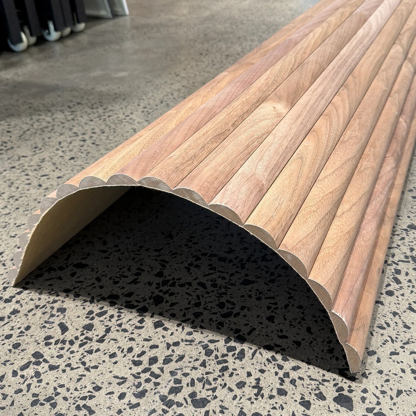 WOODFLEX Flexible Wooden Slat Wall Panel - Walnut Veneer - 2700mm x 600mm - Half Round 37mm