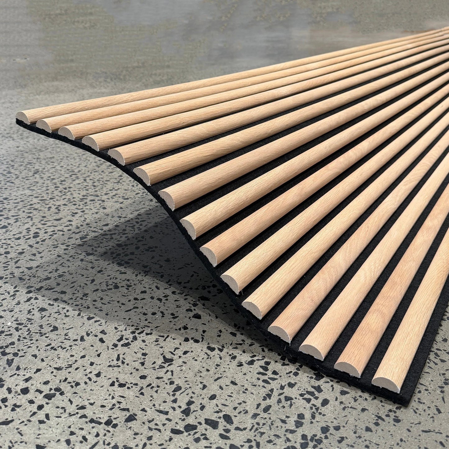 WOODFLEX Flexible Acoustic Slat Wall Panel - Half Round Oak Veneer - 2700mm x 600mm