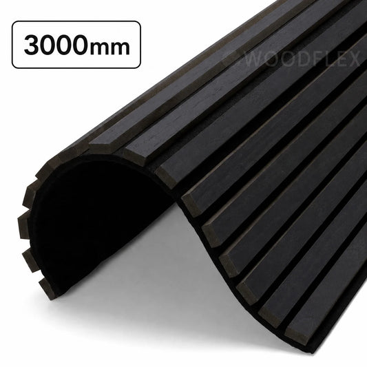 WOODFLEX Flexible Acoustic Wood Slat Wall Panel - Black Coated - 3000mm x 600mm