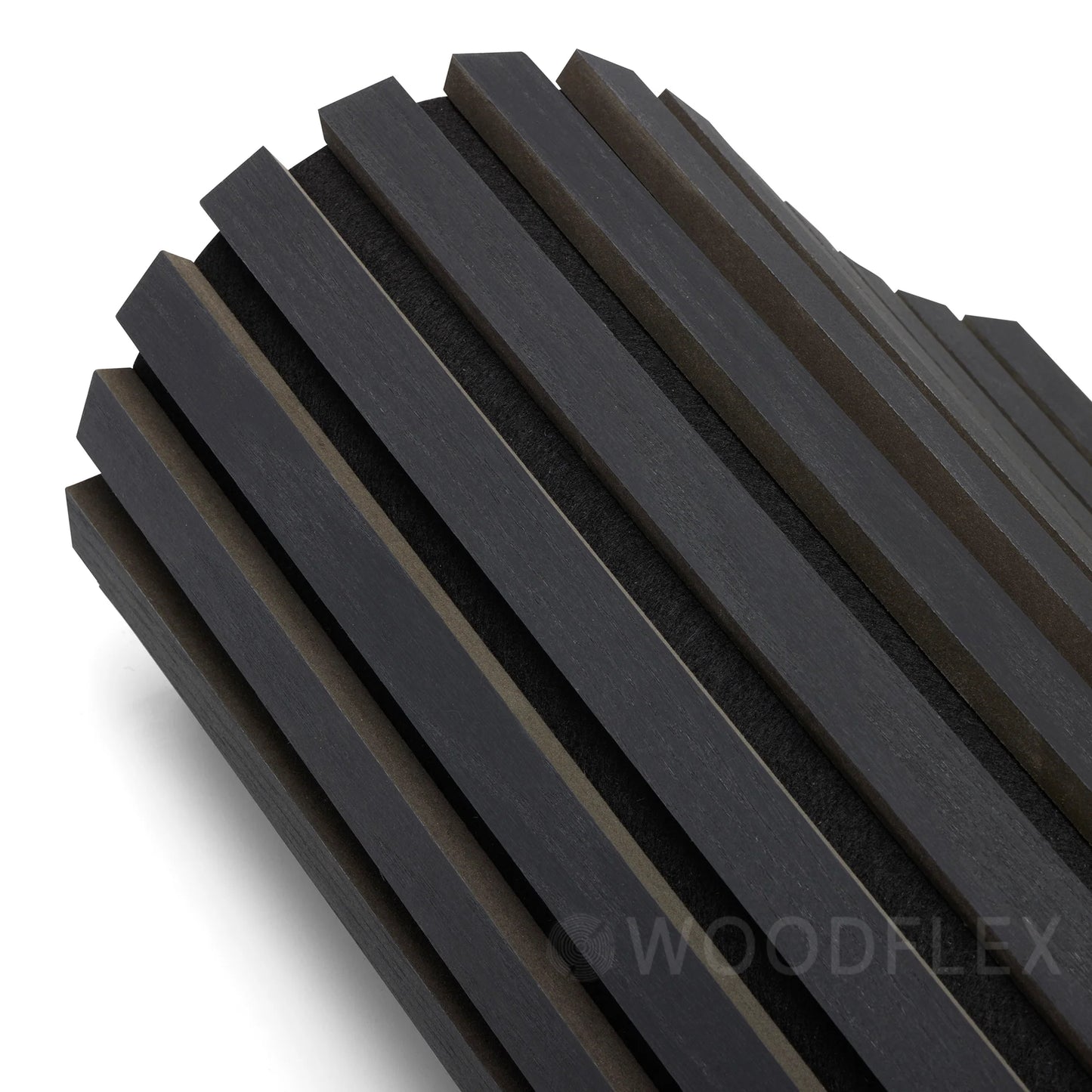 WOODFLEX Flexible Acoustic Wood Slat Wall Panel - Black Coated - 3000mm x 600mm