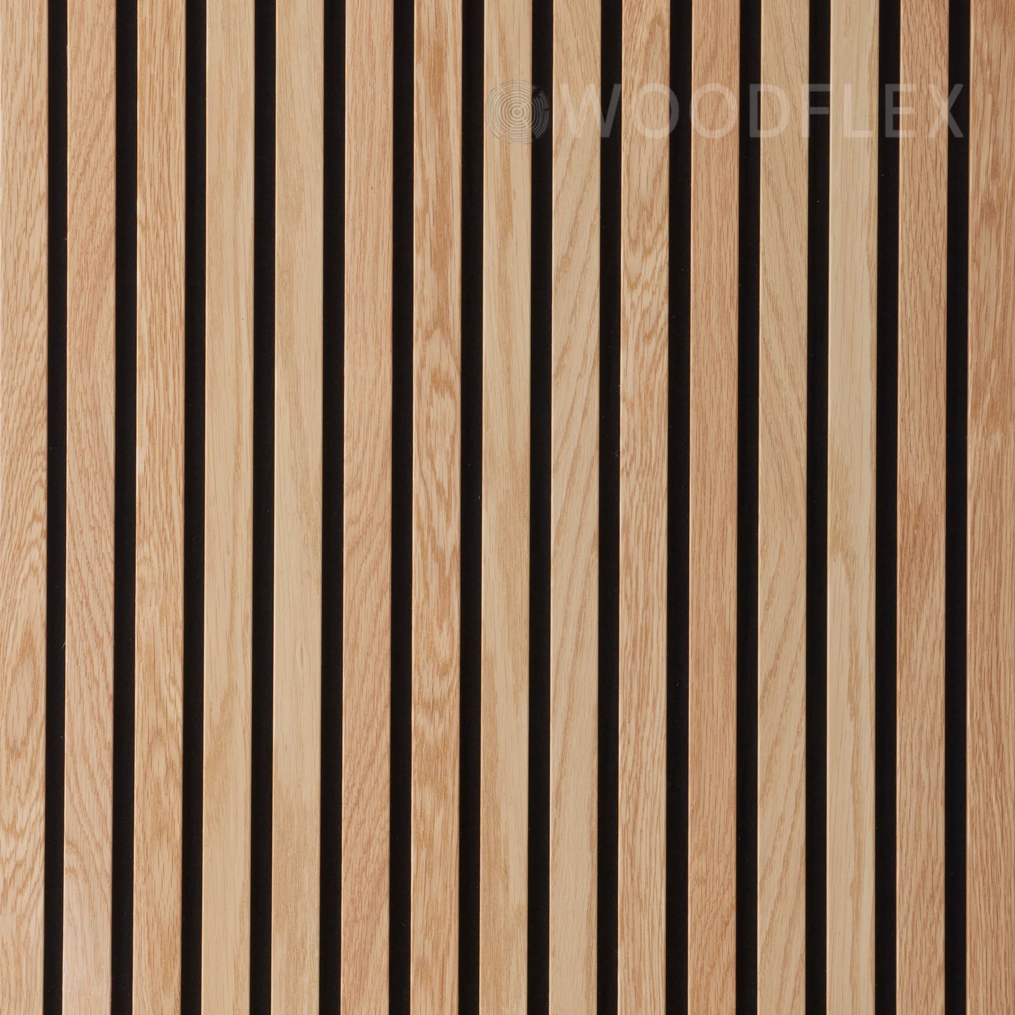 WOODFLEX Flexible Acoustic Wood Slat Panel - 3 Sided Full Wrap Oak Veneer on Black - 2700mm x 600mm
