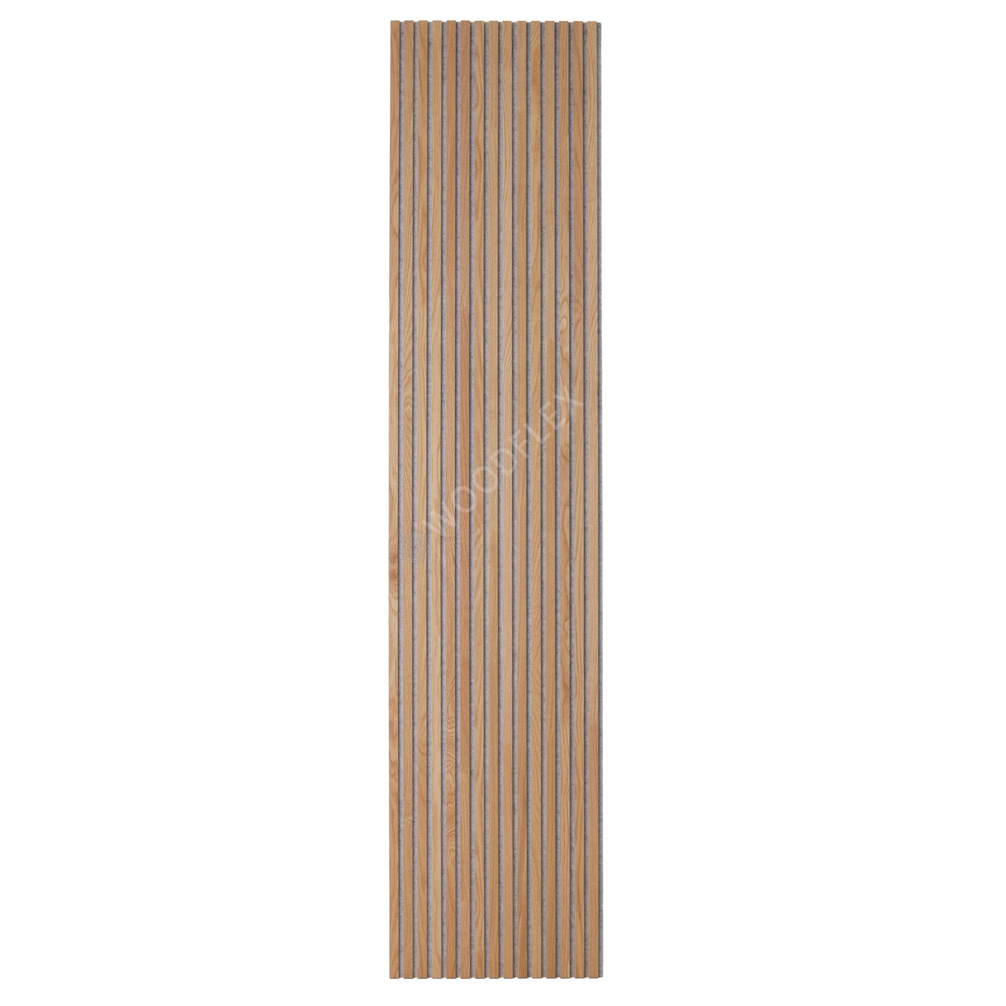 WOODFLEX Flexible Acoustic Wood Slat Panel - 3 Sided Oak Veneer on Light Grey - 2700mm x 600mm