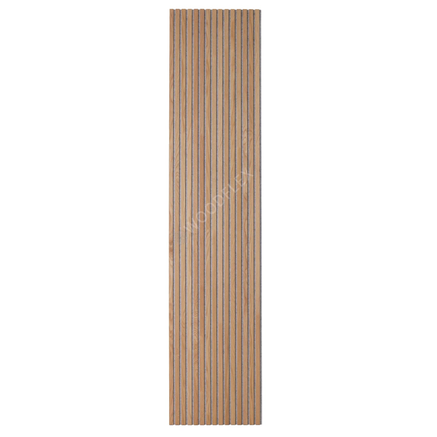 WOODFLEX Flexible Acoustic Wood Slat Panel - 3 Sided Oak Veneer on Light Grey - 2700mm x 600mm