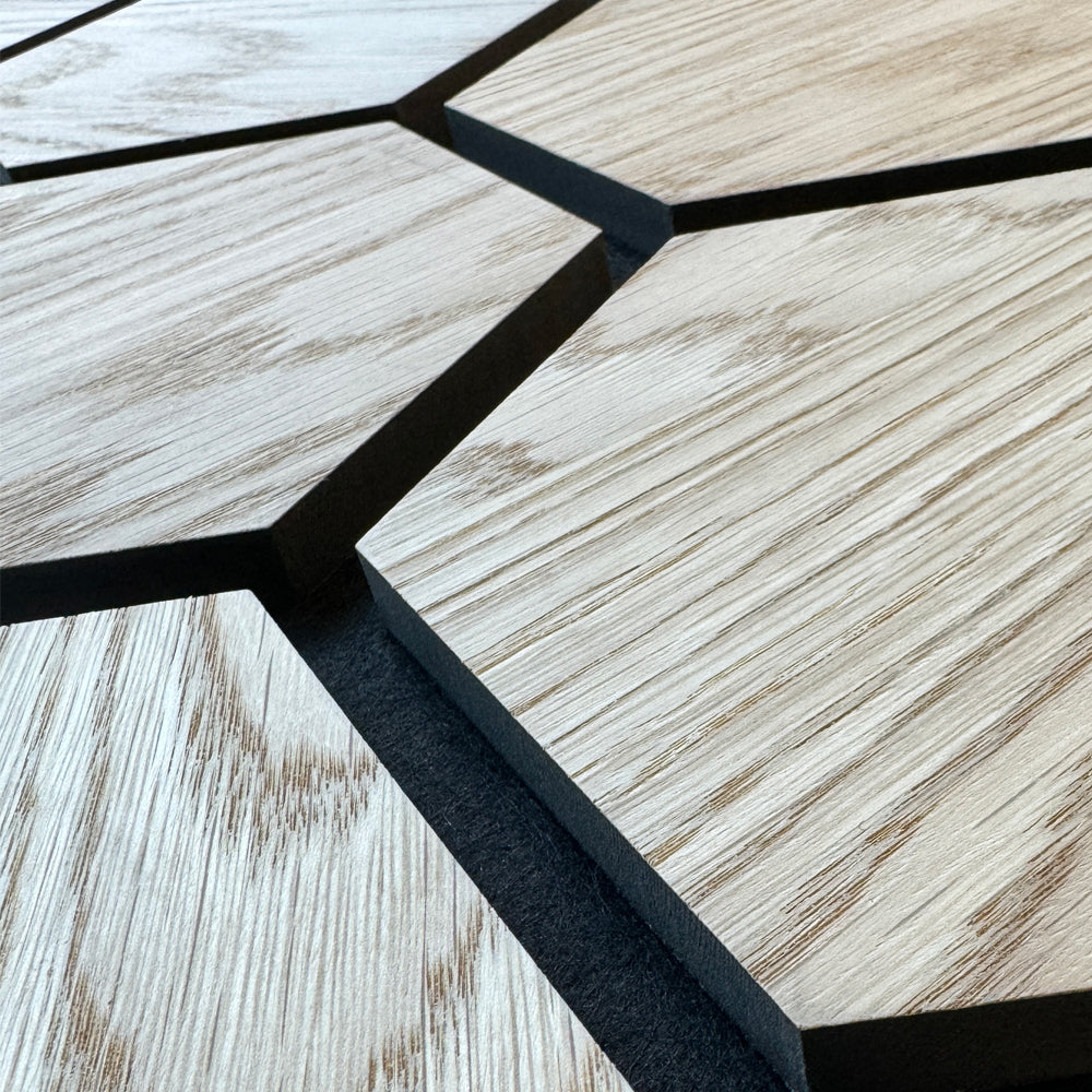 Hexagon WOODFLEX Acoustic Wood Wall Panels - 2700mm x 600mm - Oak Veneer