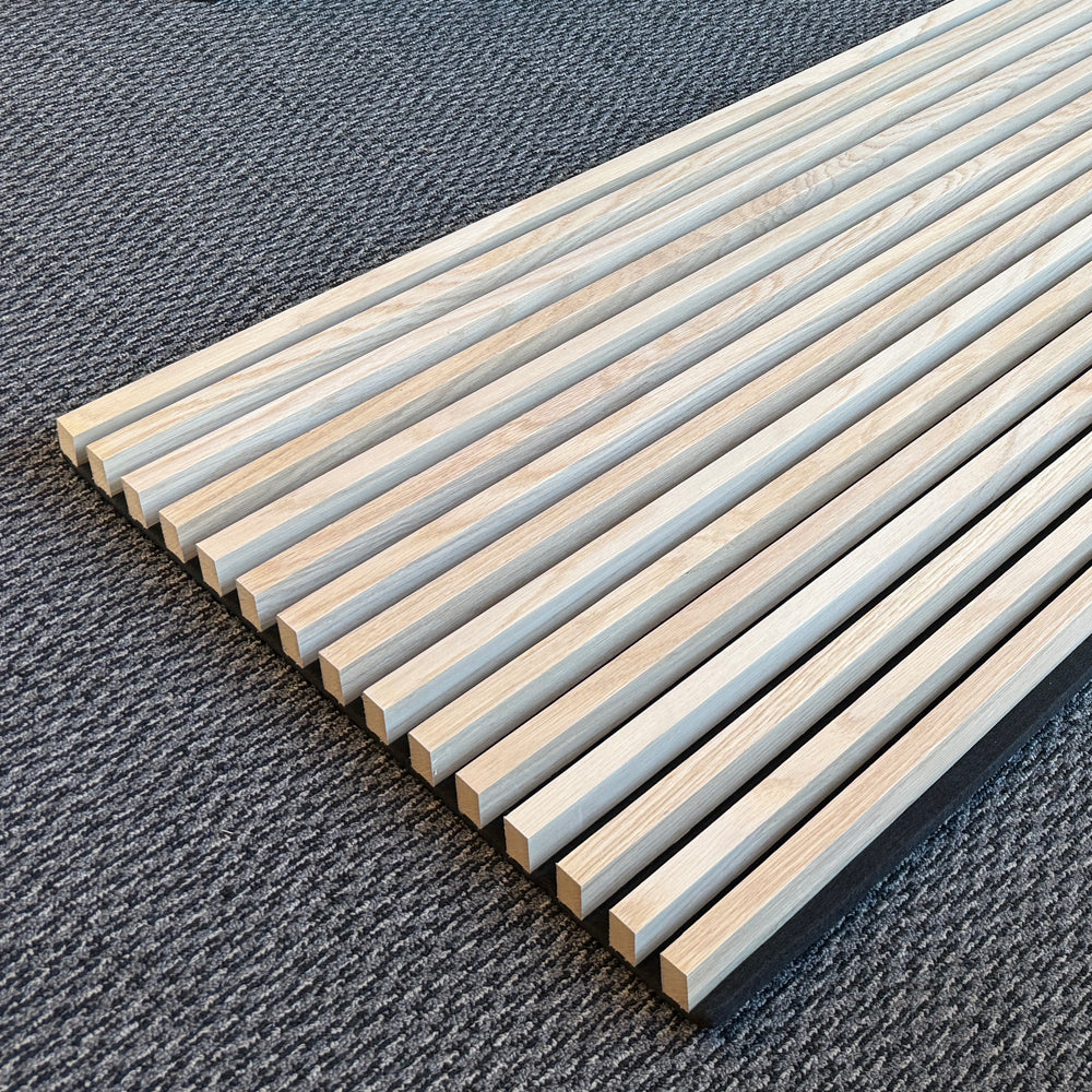 WOODFLEX Flexible Acoustic Battened Wood Slat Panel - 3 Sided Full Wrap Oak Veneer - 2700mm x 600mm