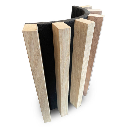 WOODFLEX Flexible Acoustic Battened Wood Slat Panel - 3 Sided Full Wrap Oak Veneer - SAMPLE