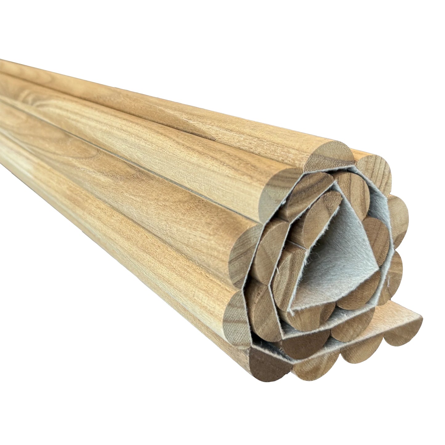 WOODFLEX Flexible Solid Paulownia Wood Slat Wall Panel -  2700mm x 600mm - Half Round