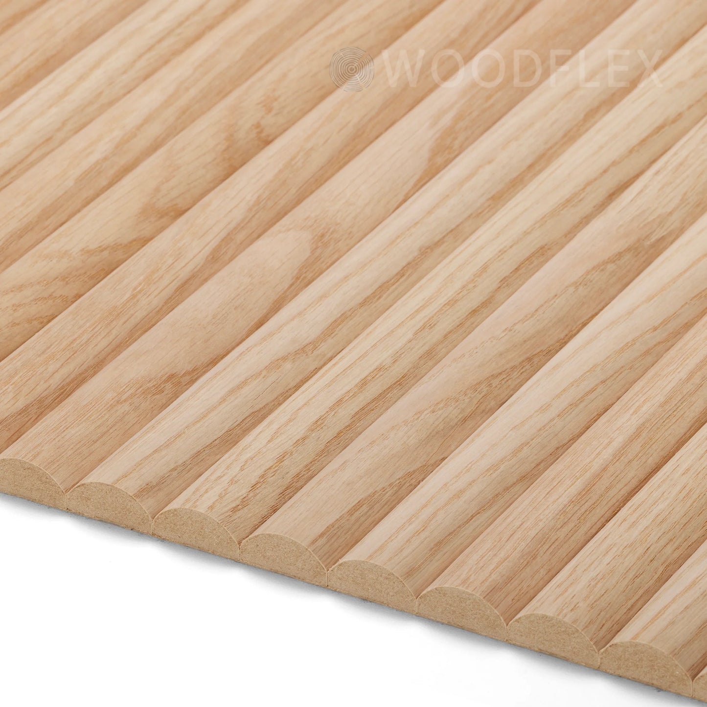 WOODFLEX Flexible Wooden Slat Under Bench Counter Panel - Oak Veneer - 900mm x 600mm - Half Round