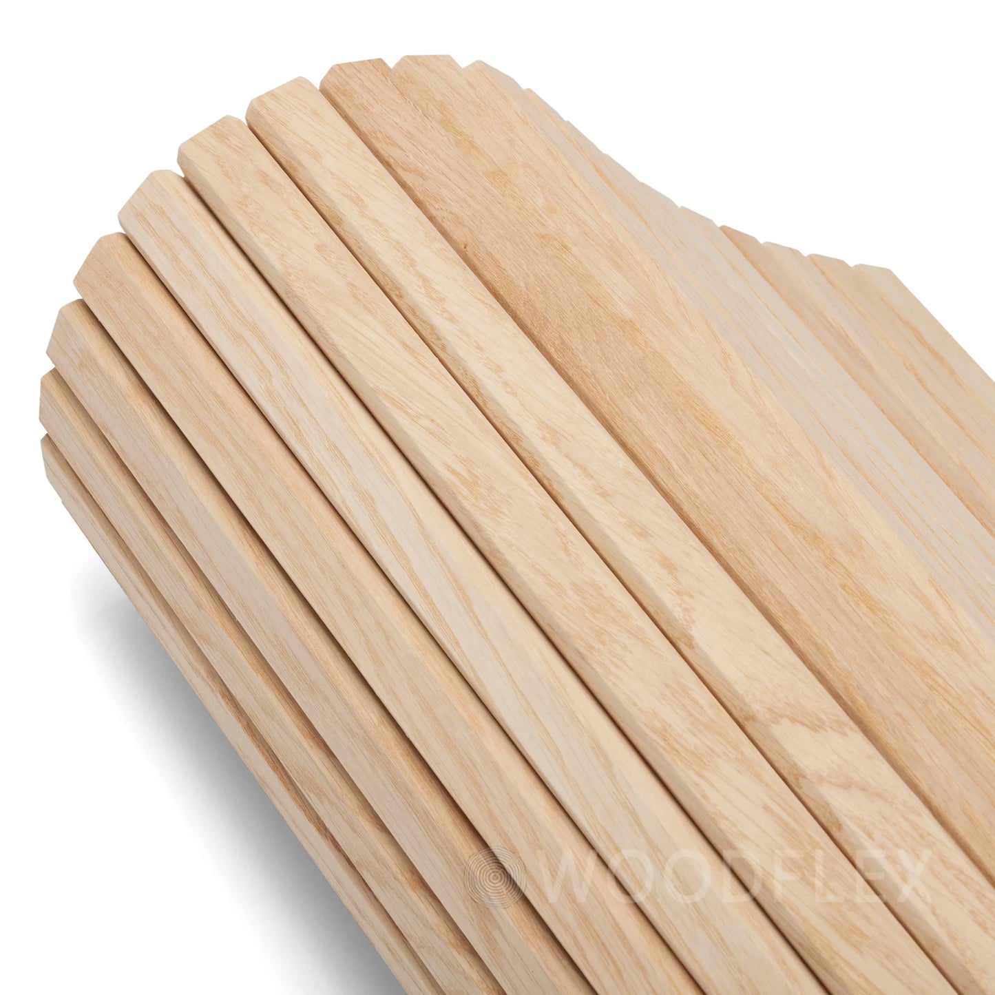 WOODFLEX Flexible Wooden Slat Wall Panel - Oak Veneer - 3000mm x 600mm - Trapezium