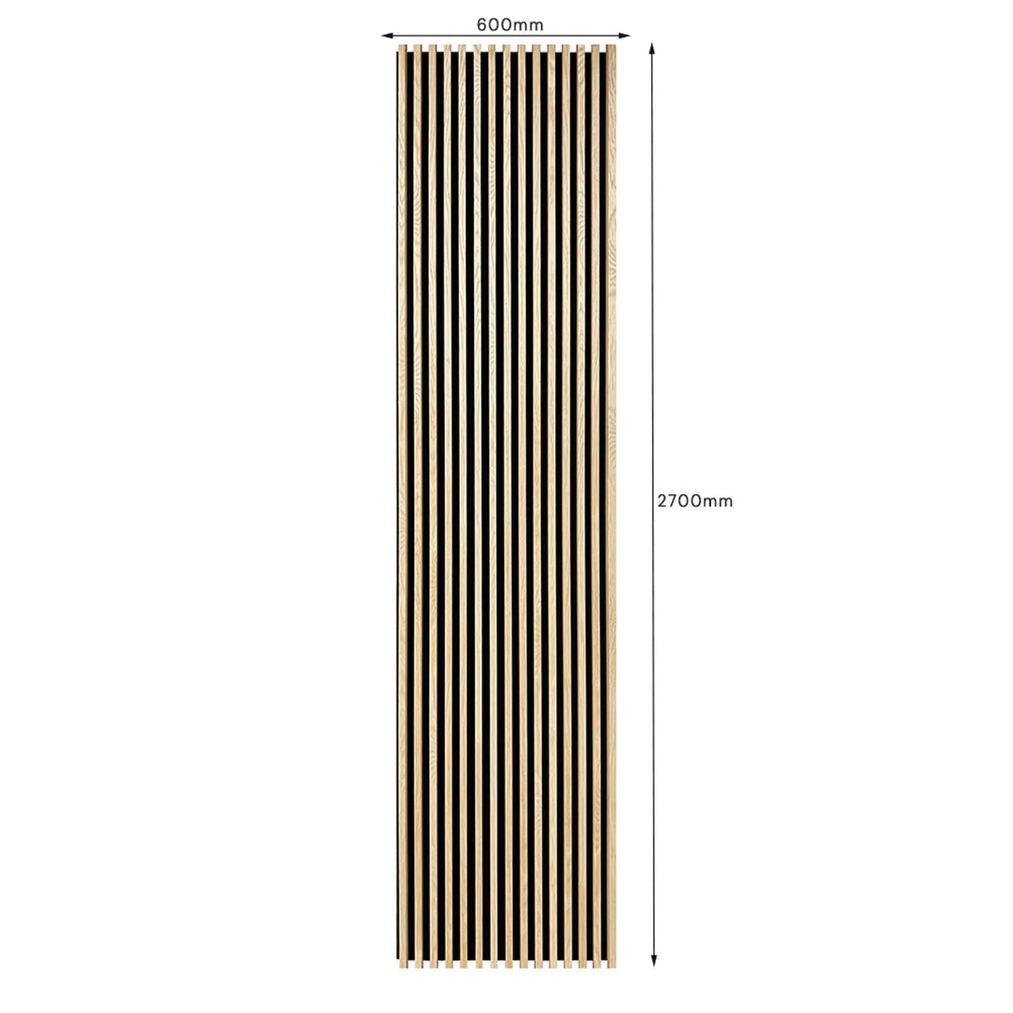 WOODFLEX Flexible Acoustic Battened Wood Slat Panel - 3 Sided Full Wrap Oak Veneer - 2700mm x 600mm