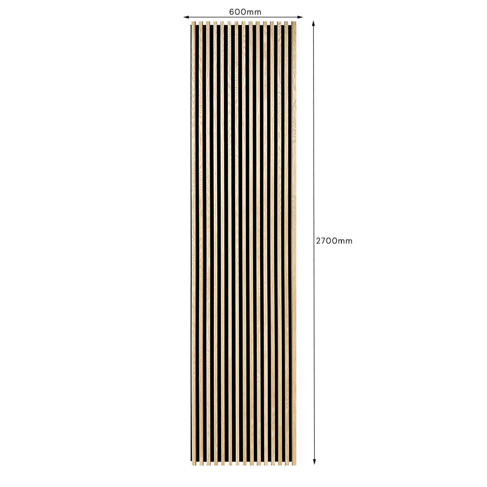 WOODFLEX Flexible Acoustic Battened Wood Slat Panel - 3 Sided Full Wrap Oak Veneer - 2700mm x 600mm