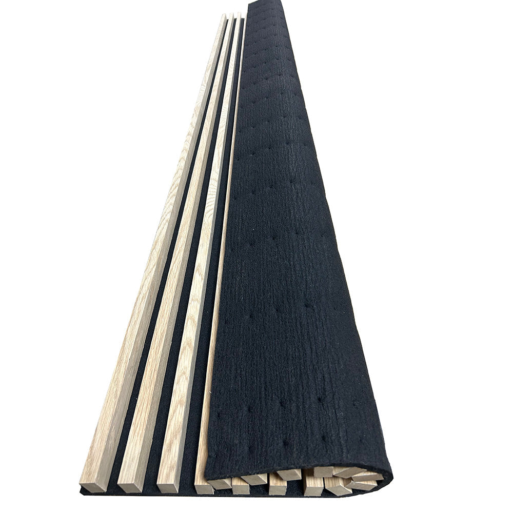 WOODFLEX Flexible Acoustic Battened Wood Slat Panel - 3 Sided Full Wrap Oak Veneer - 2700mm x 600mm