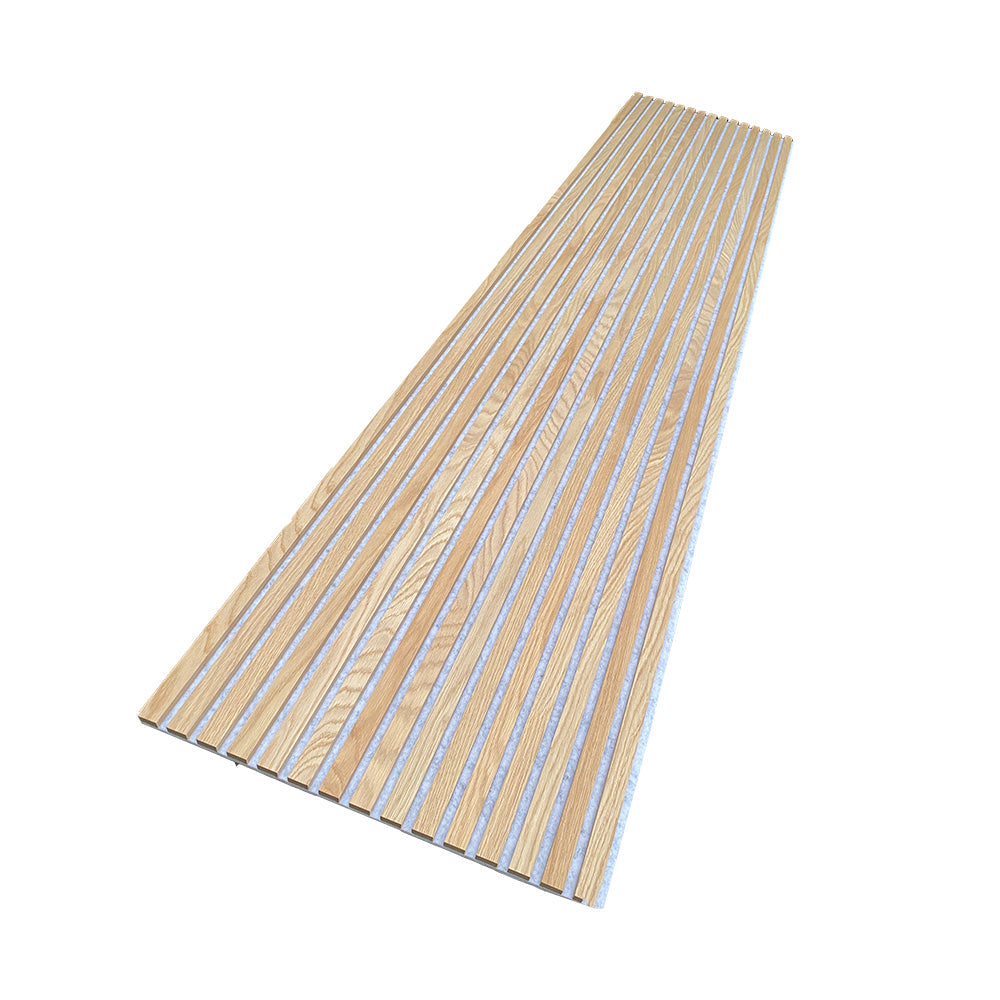 WOODFLEX Flexible Acoustic Wood Slat Panel - 3 Sided Oak Veneer on Light Grey - 2700mm x 600mm