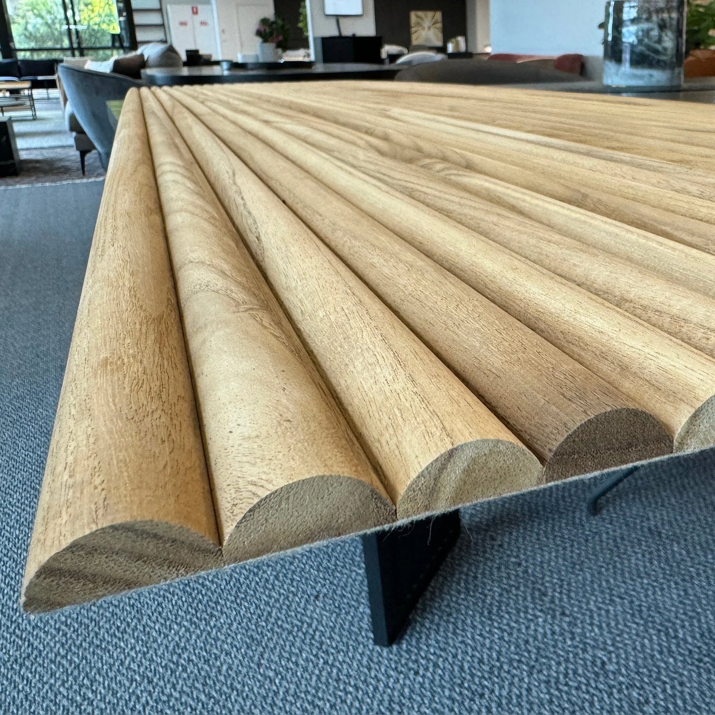 WOODFLEX Flexible Solid Paulownia Wood Slat Wall Panel -  2700mm x 600mm - Half Round