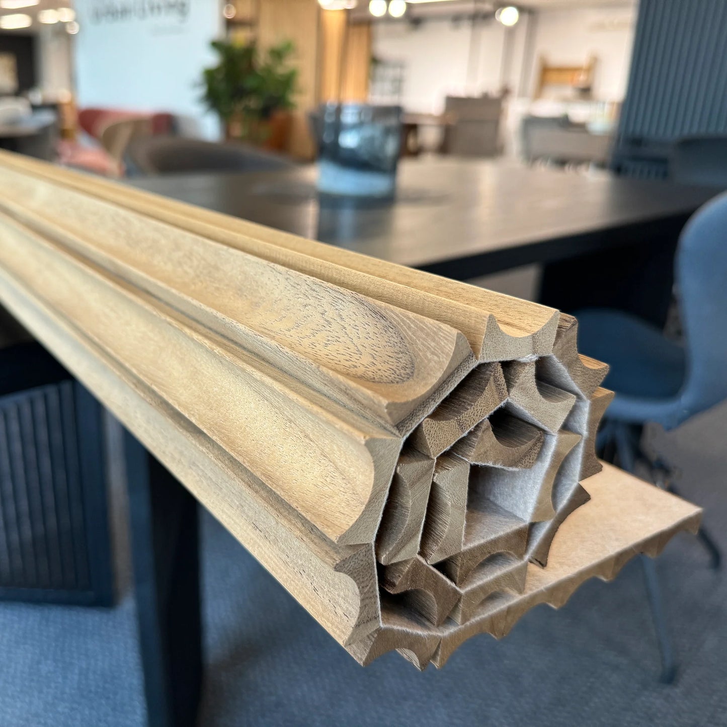 WOODFLEX Flexible Solid Paulownia Wood Slat Wall Panel - 2700mm x 600mm - Wave