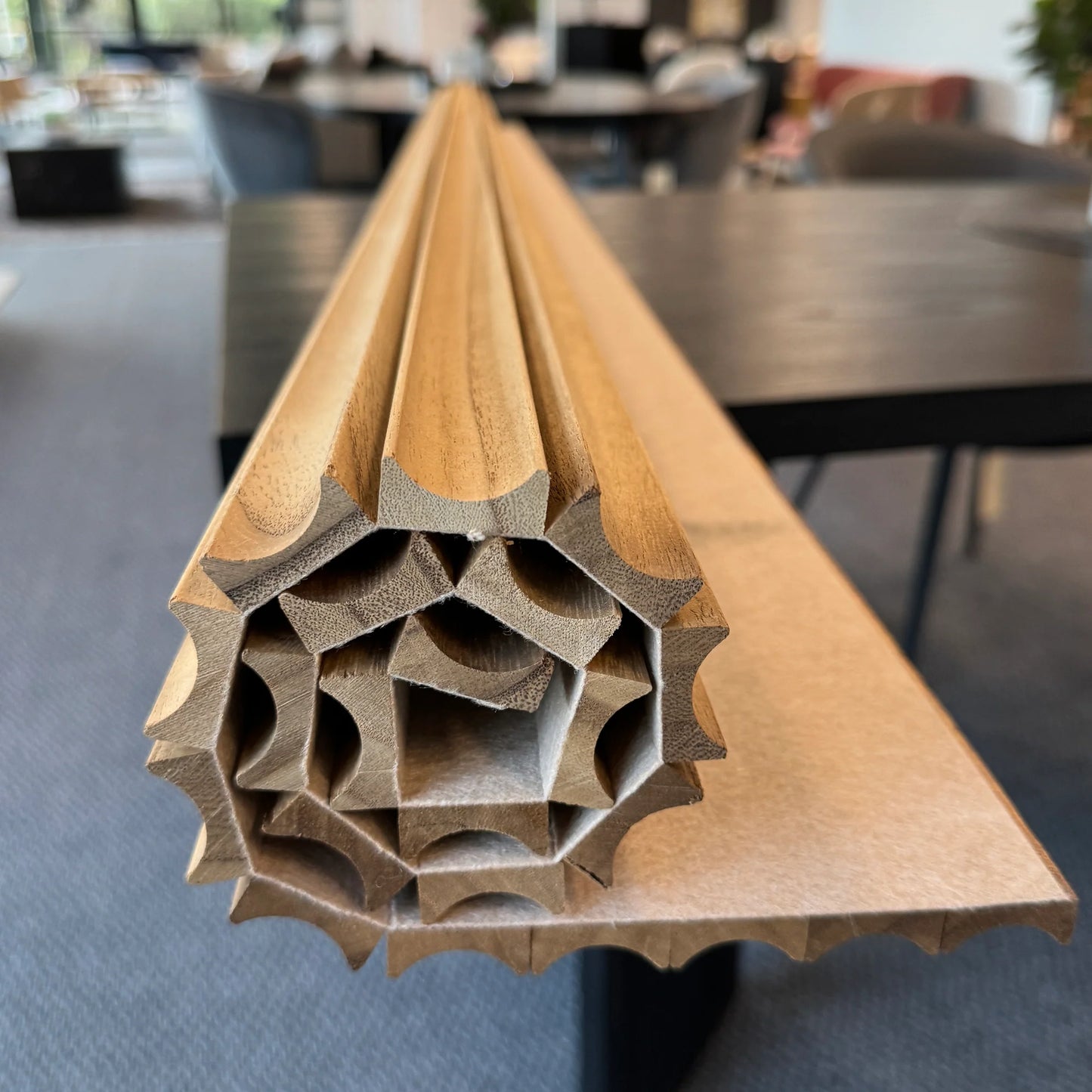 WOODFLEX Flexible Solid Paulownia Wood Slat Wall Panel - 2700mm x 600mm - Wave