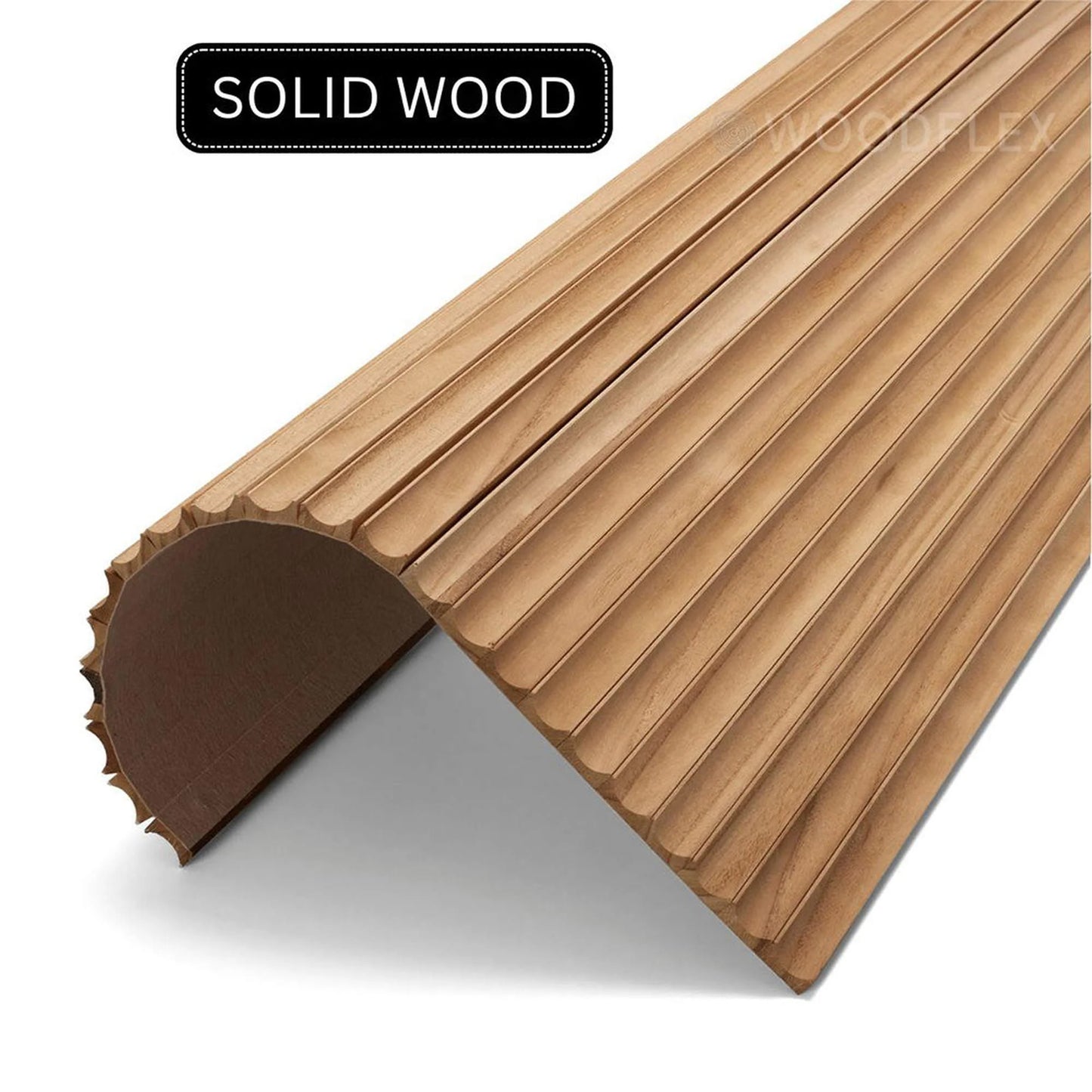 WOODFLEX Flexible Solid Paulownia Wood Slat Wall Panel - 2700mm x 600mm - Wave
