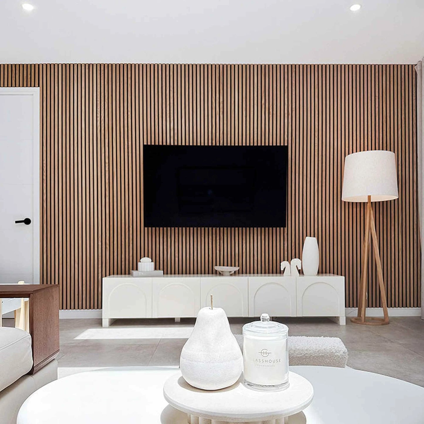 WOODFLEX Flexible Acoustic Wood Slat Panel - 3 Sided Full Wrap Oak Veneer on Black - 2700mm x 600mm