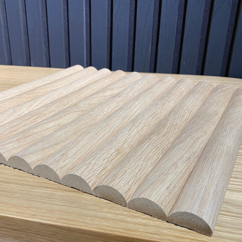 WOODFLEX Flexible Wooden Slat Under Bench Counter Panel - Oak Veneer - 900mm x 600mm - Half Round