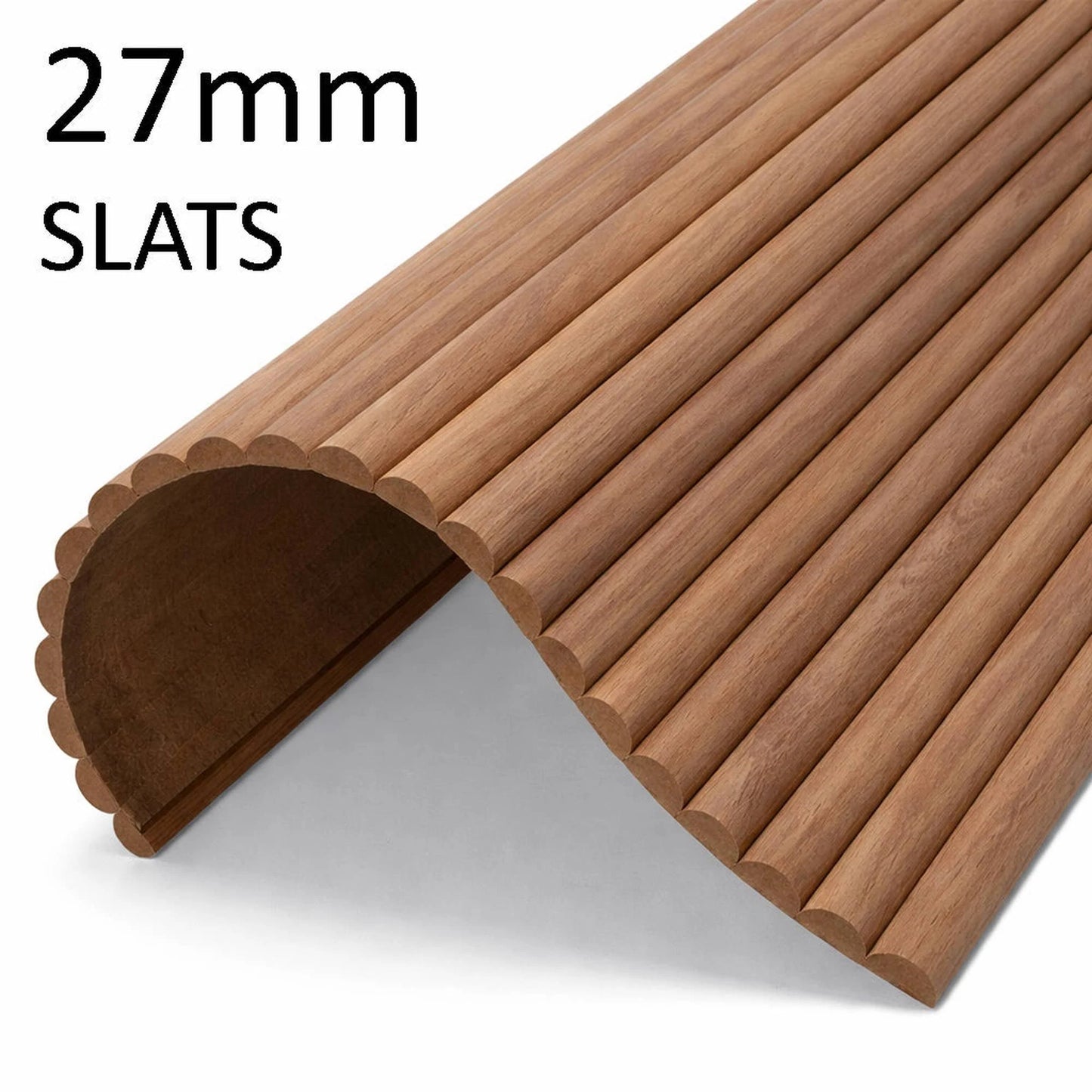 WOODFLEX Flexible Wooden Slat Wall Panel - Walnut Veneer - 2700mm - Half Round 27mm
