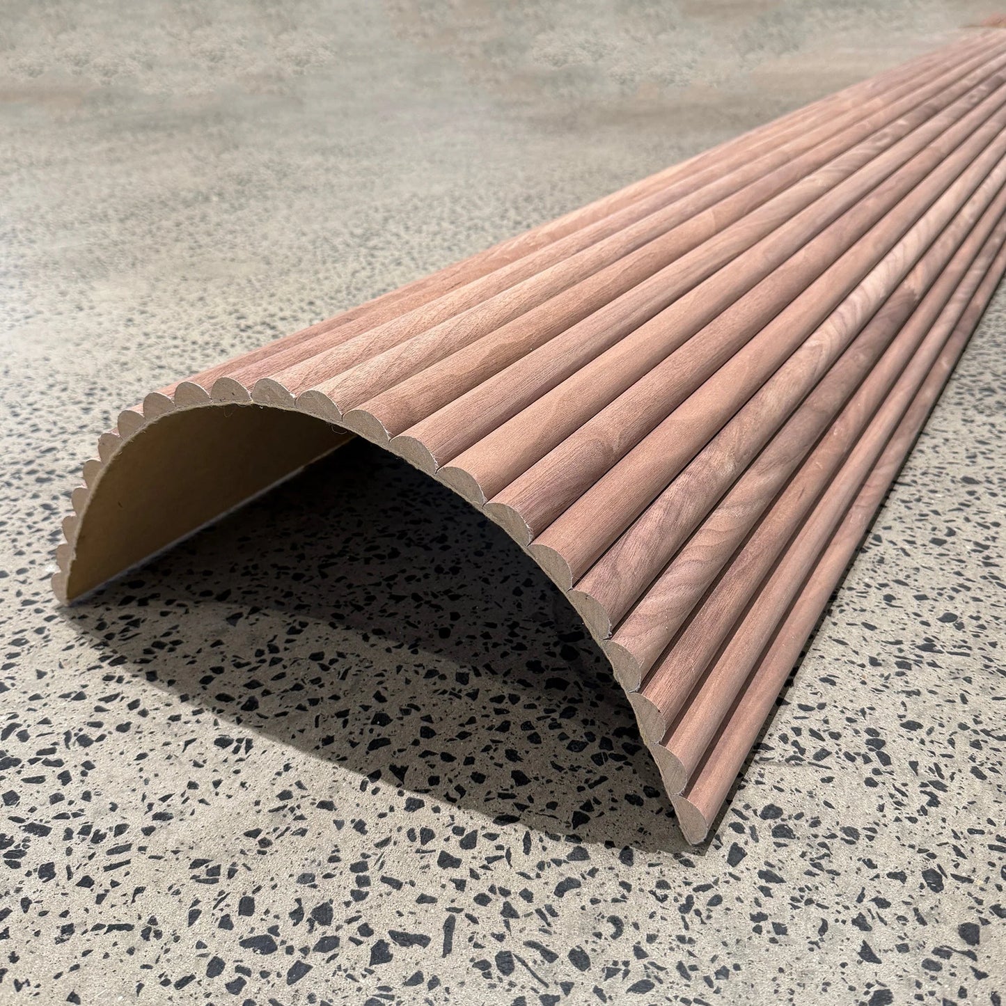 WOODFLEX Flexible Wooden Slat Wall Panel - Walnut Veneer - 2700mm - Half Round 27mm
