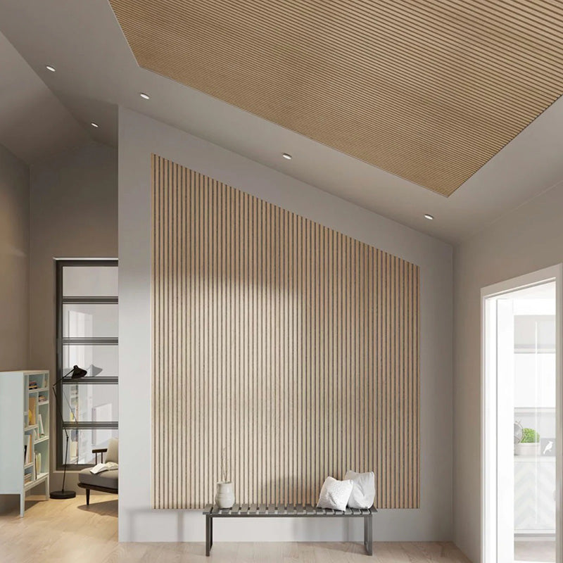 WOODFLEX Flexible Acoustic Wood Slat Panel - 3 Sided Oak Veneer on Light Grey - 2700mm x 600mm