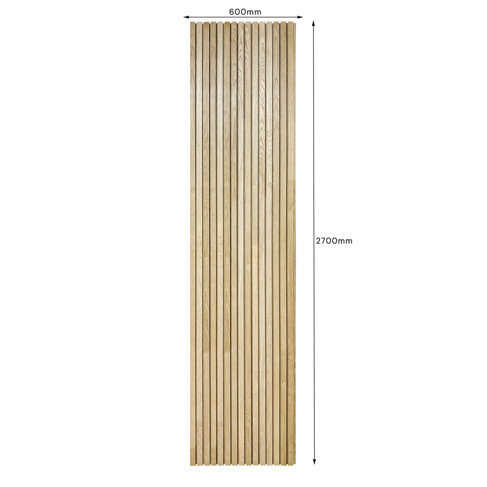 WOODFLEX Z-Style Acoustic Wood Slat Panel - 3 Sided Full Wrap Oak Veneer - 2700mm x 600mm