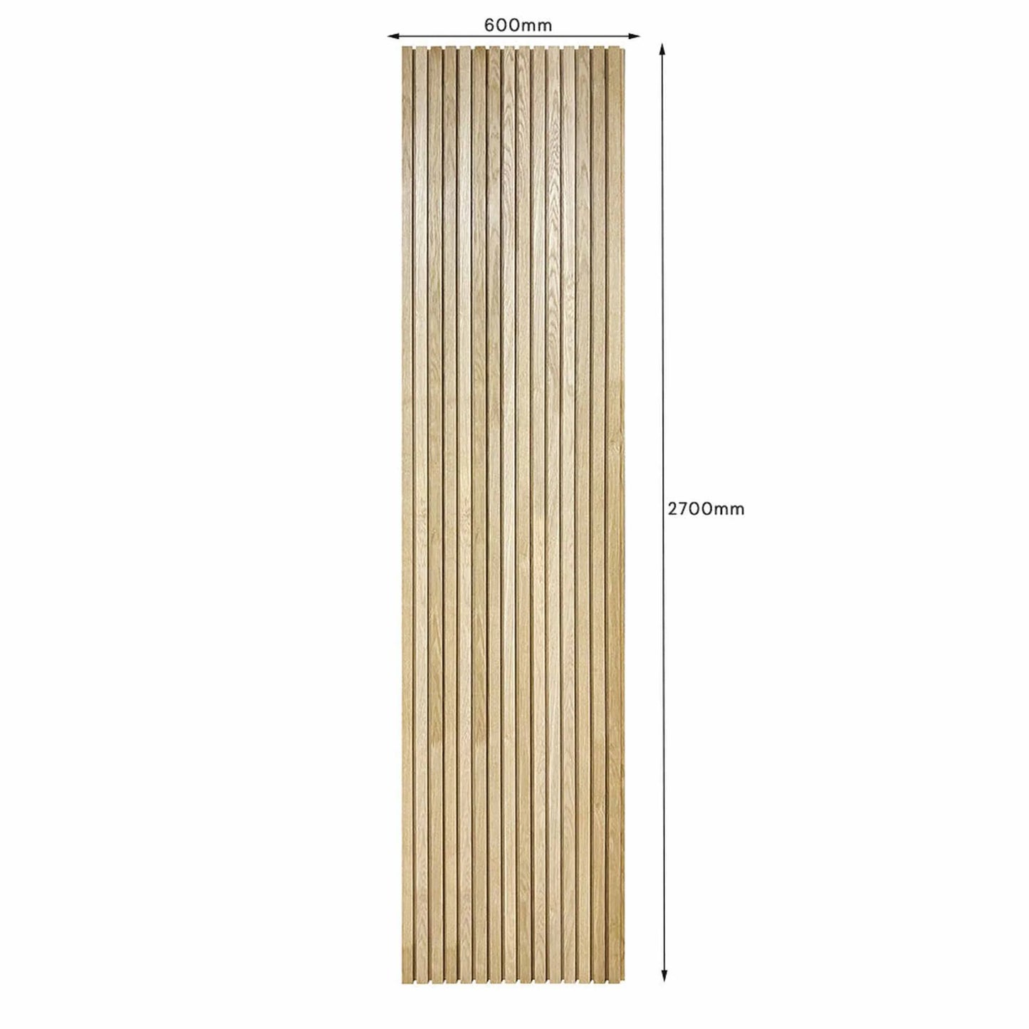 WOODFLEX Z-Style Acoustic Wood Slat Panel - 3 Sided Full Wrap Oak Veneer - 2700mm x 600mm
